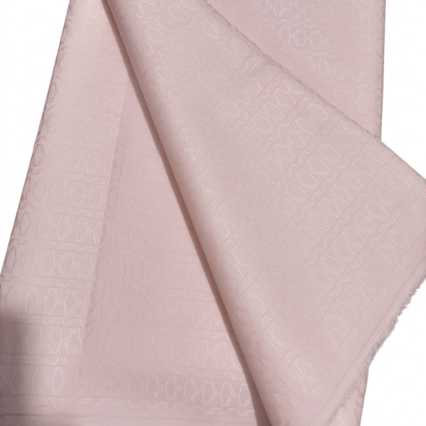 Tissu Jacquard à Motifs Géométriques Ornementaux – Rose Poudré