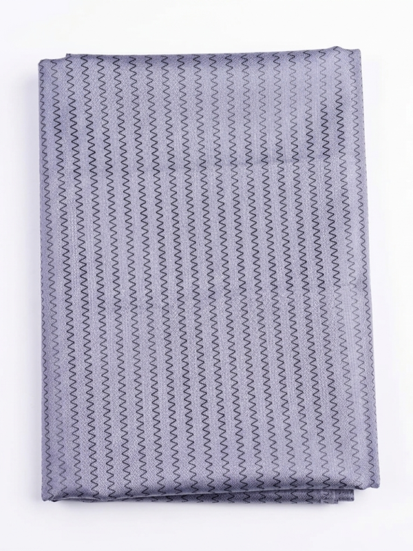 Tissu Jacquard à Rayures Zig-Zag Texturées – Bleu Indigo et Gris