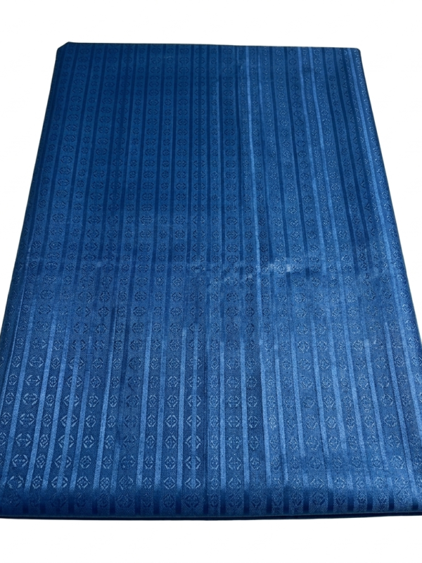 Tissu Jacquard à Rayures Ornementales – Bleu Canard